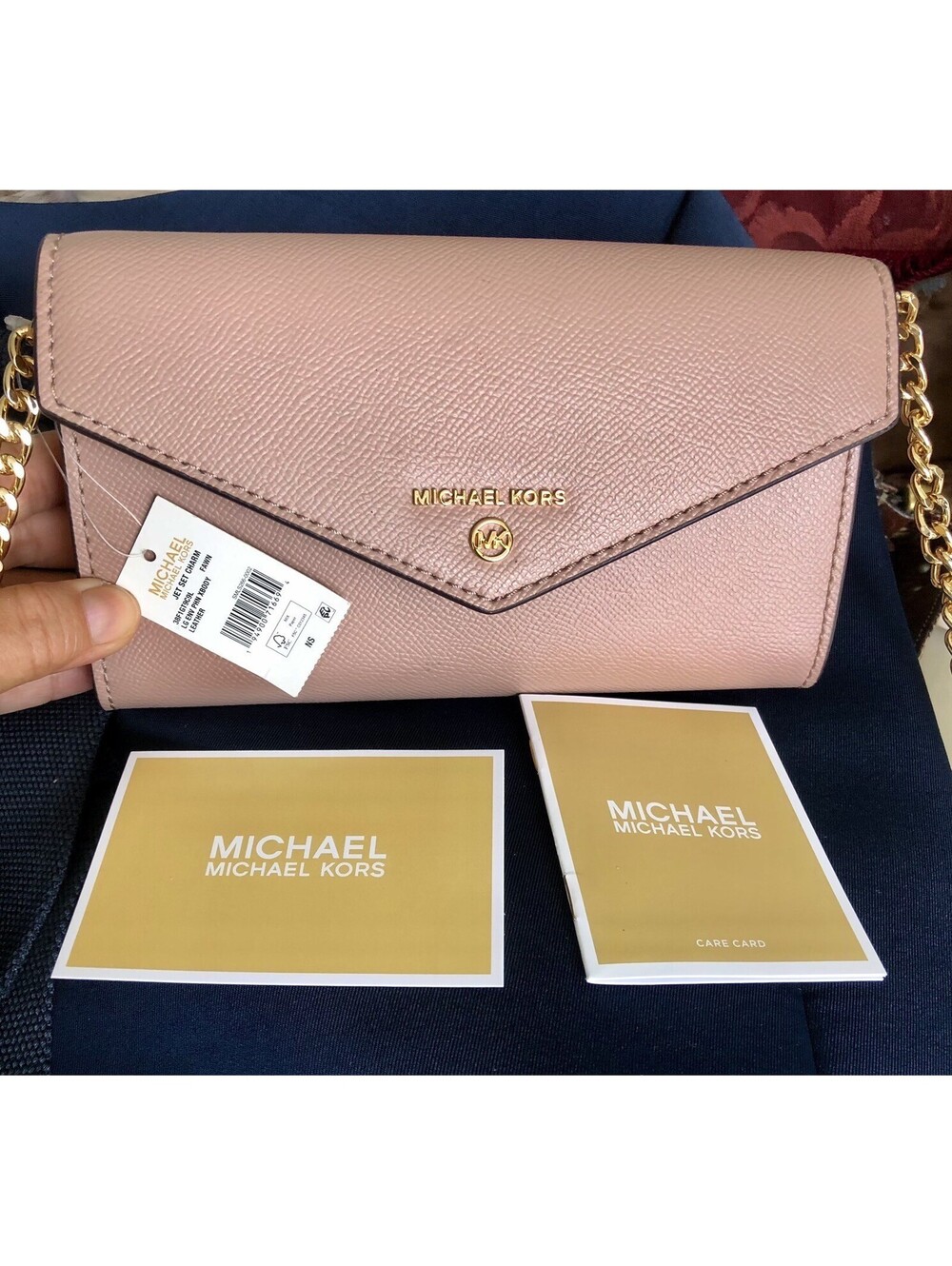 Michael Kors Jet Set Charm Large Envelope Phone Crossbody Dust Rose Leather NWT